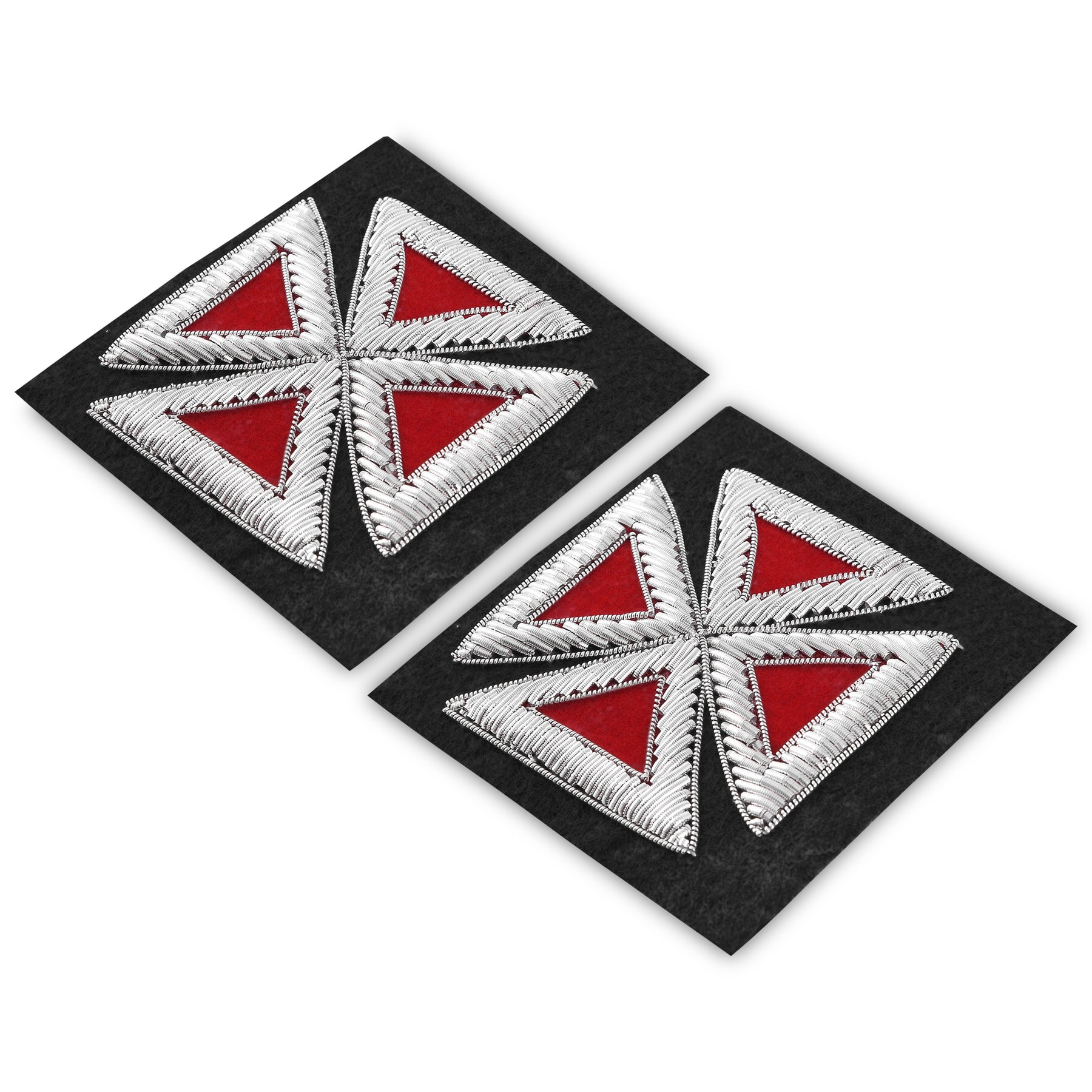 Grand Knights Templar Frock Coat Sleeve Patch - Silver Bullion Embroidery - Bricks Masons
