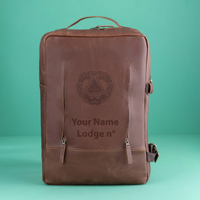 Grand Master Blue Lodge Backpack - Genuine Brown Leather - Bricks Masons