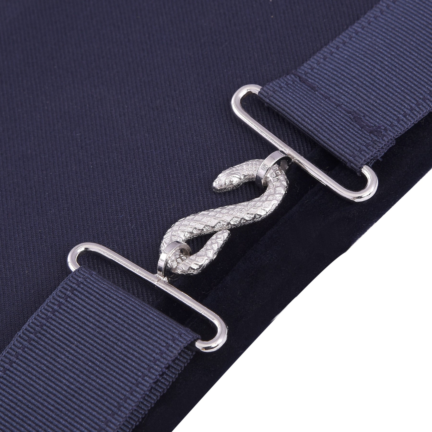 Grand Past Master Blue Lodge Apron - Blue Velvet With Silver Rayon Fringe - Bricks Masons