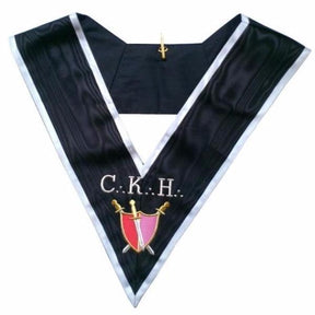 Grand Servant d'Armes 30th Degree French Collar - Black Moire with White Borders - Bricks Masons