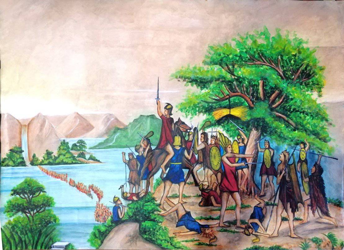 Hand-Painted Apron - A Sheaf of Corn Suspended Near a Waterfall 24"x18" Poster - Bricks Masons