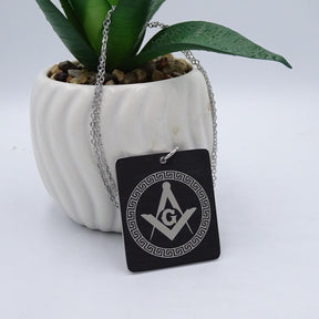 Master Mason Blue Lodge Necklace - Black Anodized Aluminium Pendant - Bricks Masons