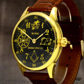 Master Mason Blue Lodge Wristwatch - In Hoc Signo Vinces - Bricks Masons