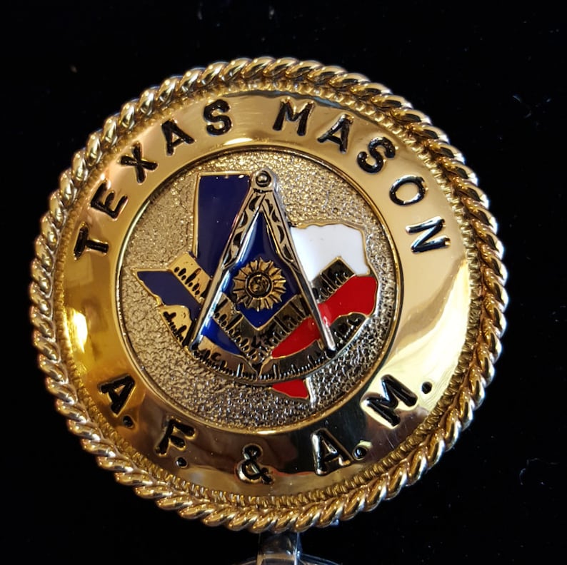 Past Master Blue Lodge Keychain - Square & Compass with Quadrant Texas Mason State - Bricks Masons