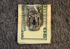 Master Mason Blue Lodge Money Clip - Nickel Gold Tones & Blue Square & Compass G - Bricks Masons