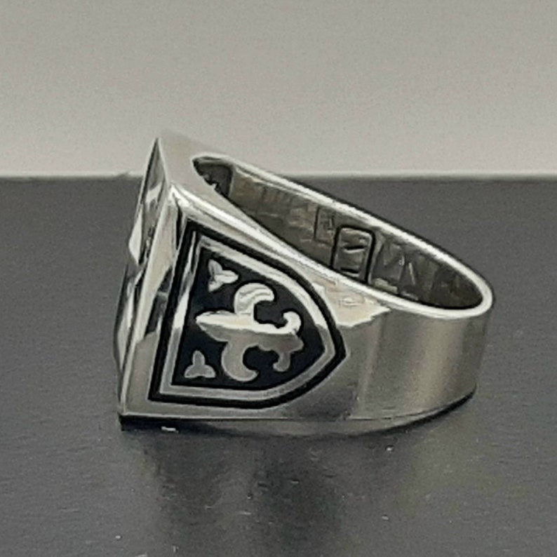 Order Of Malta Ring - Black Sterling Silver-Black Templar cross ring - Bricks Masons