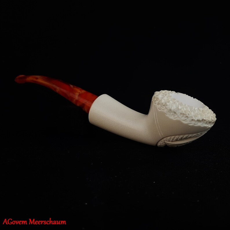 Masonic Meerschaum Pipe - Wax Coating With Fitted Case - Bricks Masons