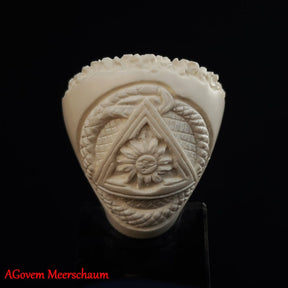 Masonic Meerschaum Pipe - Wax Coating With Fitted Case - Bricks Masons