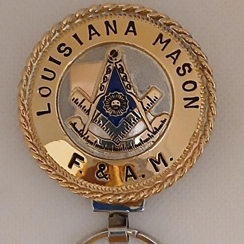Past Master Blue Lodge Keychain - Gold & Blue Handcrafted Louisiana Mason - Bricks Masons