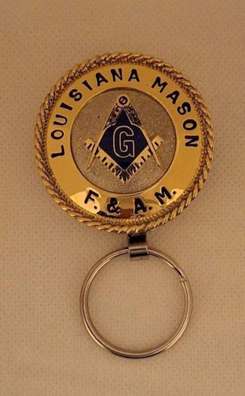 Master Mason Blue Lodge Keychain - Handcrafted Louisiana Mason Square Compass G - Bricks Masons