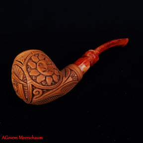 Master Mason Blue Lodge Meerschaum Pipe - Eye of Providence With Square & Compass G - Bricks Masons