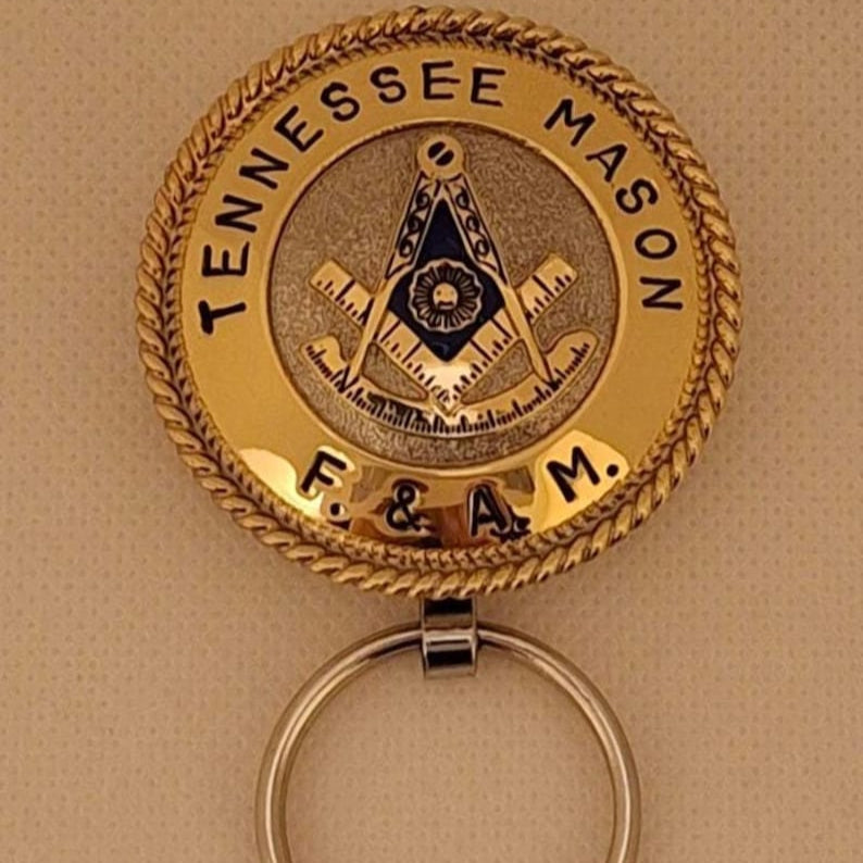 Past Master Blue Lodge Keychain - Handcrafted Gold & Blue Tennessee Mason - Bricks Masons