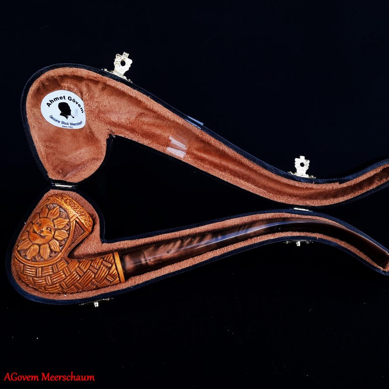 Eye of Providence Meerschaum Pipe - Handmade Eye & Sun Emblem - Bricks Masons