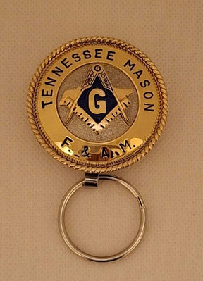 Master Mason Blue Lodge Keychain - Handcrafted Tennessee Mason Gold & Blue Square Compass G - Bricks Masons