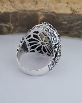 Master Mason Blue Lodge Ring - Handmade Sterling Silver Mother of Pearl - Bricks Masons