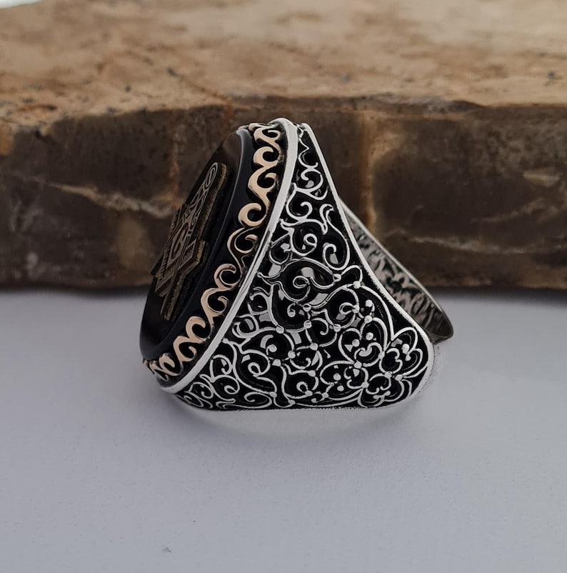 Master Mason Blue Lodge Ring - Sterling Silver Onyx - Bricks Masons
