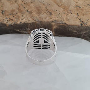 Master Mason Blue Lodge Ring - Onyx, Compass & Square Symbol - Bricks Masons