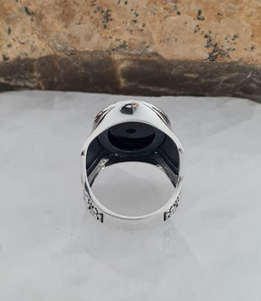 Master Mason Blue Lodge Ring - Handmade Sterling Silver Masonic Ring: Black Onyx - Bricks Masons