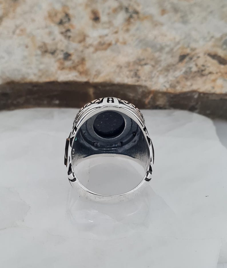 Master Mason Blue Lodge Ring - Handcrafted Sterling Silver Lapis Lazuli Stone - Bricks Masons