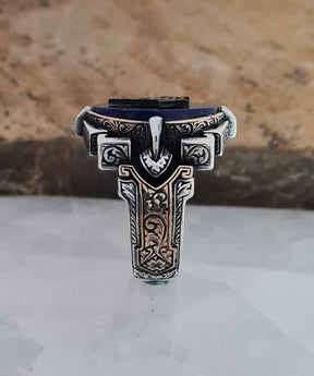 Master Mason Blue Lodge Ring - Handmade Sterling Silver Lapis Lazuli - Bricks Masons
