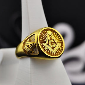 Master Mason Blue Lodge Ring - S&C G Various Materials & Customizable - Bricks Masons