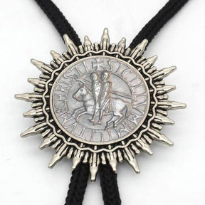 Knights Templar Bolo Tie - Silver & Black - Bricks Masons