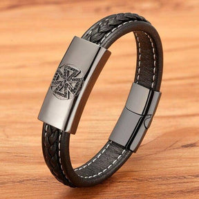 Knights Templar Bracelet - Cross Magnetic Leather (Gold/Silver/Black) - Bricks Masons