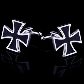 Knights Templar Cufflink - Black Silver High Quality - Bricks Masons