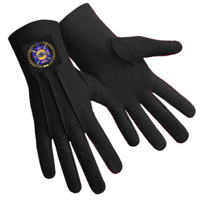 Knights Templar Commandery Glove - Black Patch With Purple Emblem - Bricks Masons