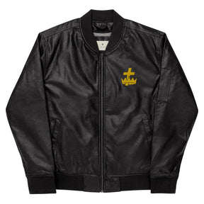 Knights Templar Jacket - Leather Golden Embroidery - Bricks Masons