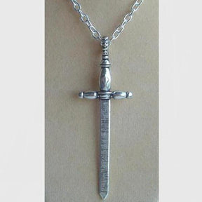 Knights Templar Necklace - Silver Sword Cross - Bricks Masons