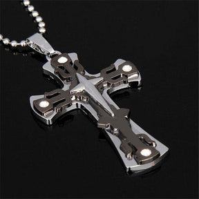 Knights Templar Necklace - Triple Cross (Black & Gold) - Bricks Masons