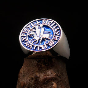 Knights Templar Ring - Blue Sigillum MilItum XPISTI - Bricks Masons