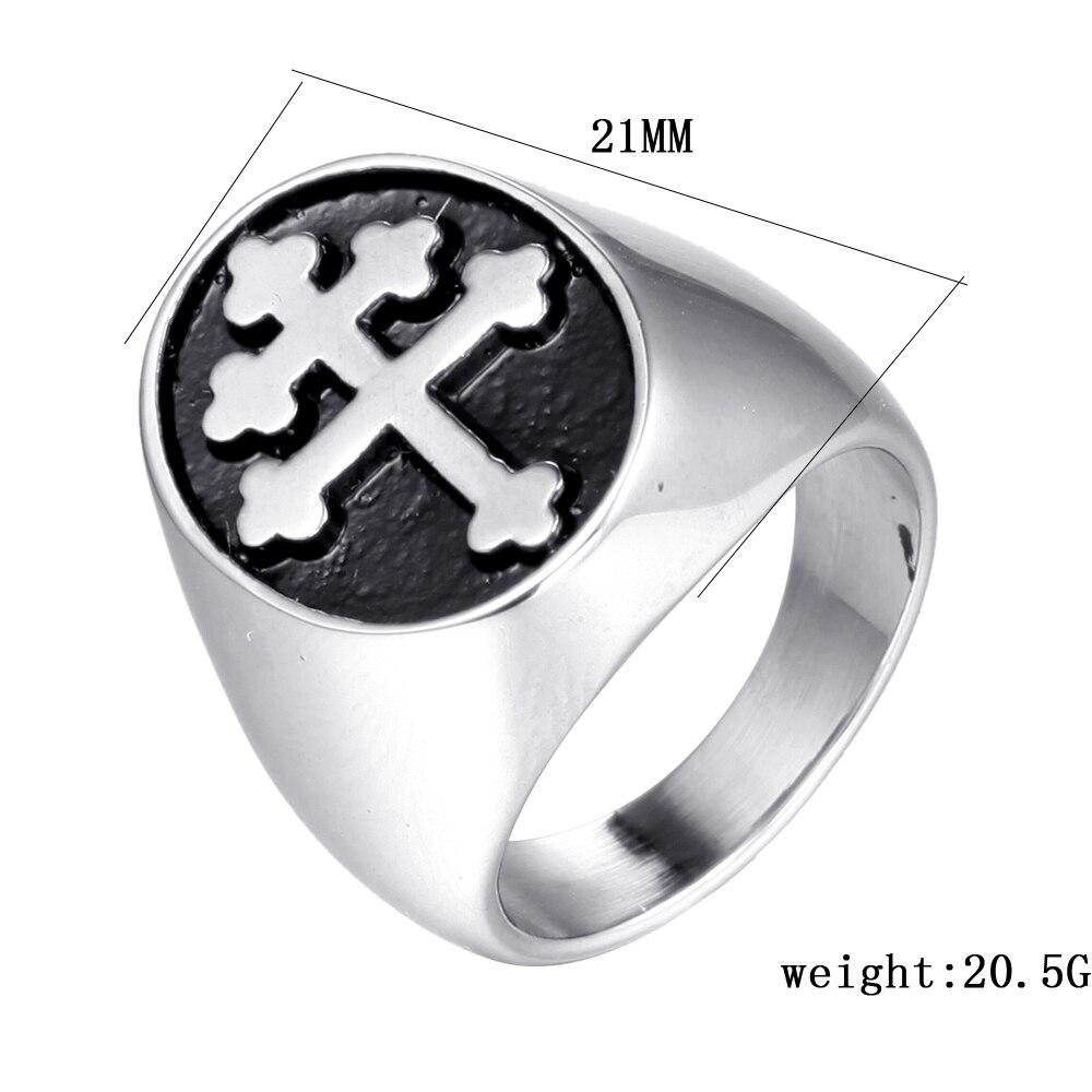 Knights Templar Ring - Cross Signet Silver - Bricks Masons