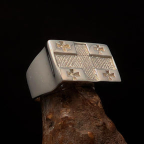 Knights Templar Ring - Flag of Georgia Sterling Silver - Bricks Masons