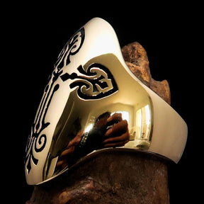 Knights Templar Ring - Gold Polished Cross Brass - Bricks Masons