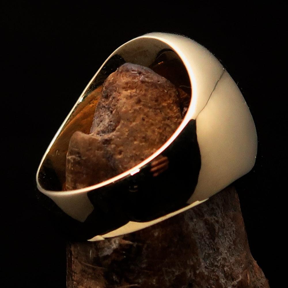 Knights Templar Ring - Green Brass Lorraine Cross - Bricks Masons