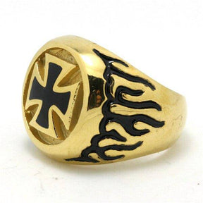 Knights Templar Ring - Retro Vintage - Gold - Bricks Masons