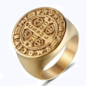 Knights Templar Ring - Saint Benedict Medal - Bricks Masons