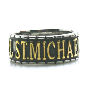 Knights Templar Ring - St. Michael The Archangel Pray For Us Golden & Silver - Bricks Masons