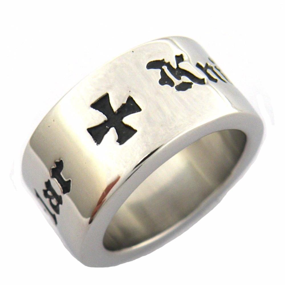 Knights Templar Ring - Stainless Steel With Cross - Bricks Masons