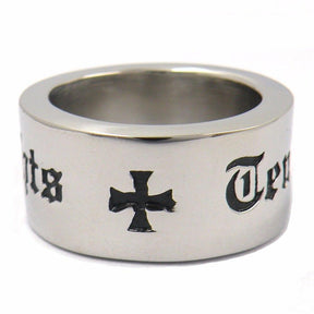 Knights Templar Ring - Stainless Steel With Cross - Bricks Masons
