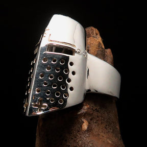 Knights Templar Ring - Sterling Silver Knight Helmet - Bricks Masons