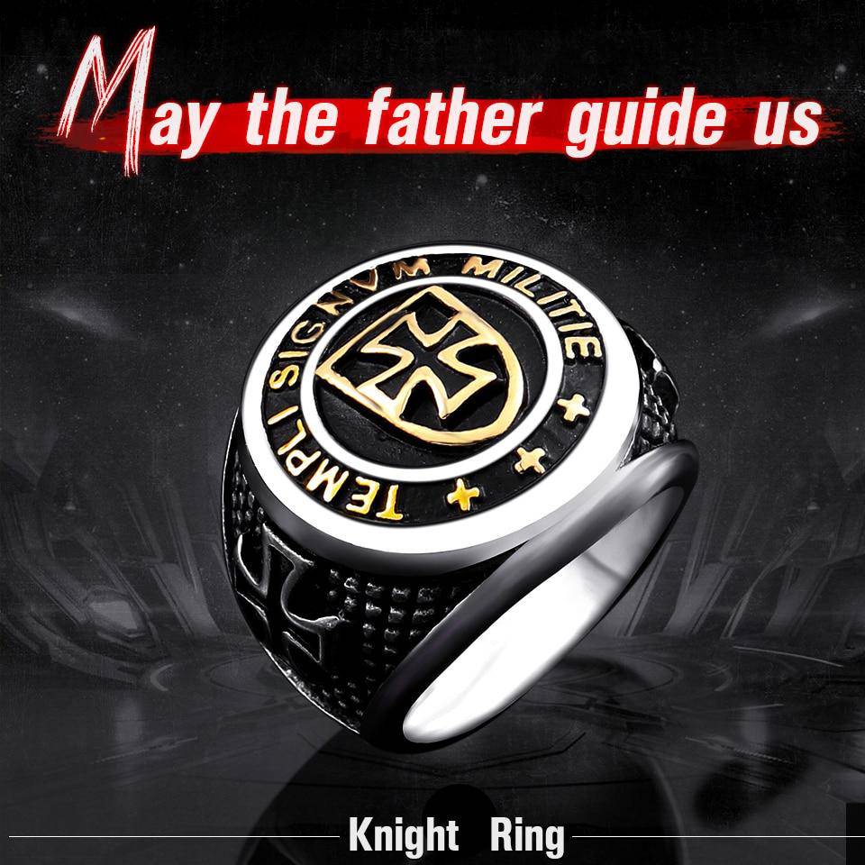 Knights Templar Ring - TEMPLI SIGNVM MILITIE Gold - Bricks Masons