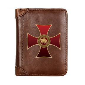 Knights Templar Wallet - Genuine Leather Red Cross (Black/Brown/Coffee) - Bricks Masons