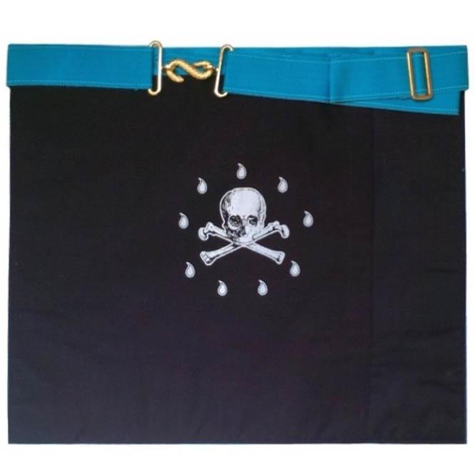 Worshipful Master Apron - White, Turquoise & Royal Blue Hand Embroidery