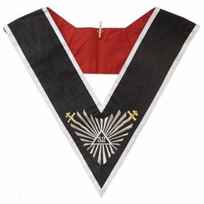 32nd Degree Scottish Rite Collar - Black Moire Ribbon with White Borders