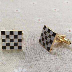Masonic Cufflink - Black & White Checkered - Bricks Masons