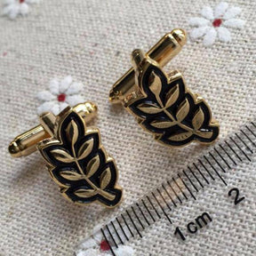 Masonic Cufflink - Sprig of Acacia Hiram Abiff Leaf - Bricks Masons