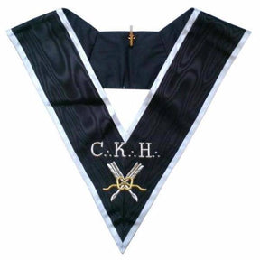 Grand Secrétaire 30th Degree French Collar - Black Moire with White Borders